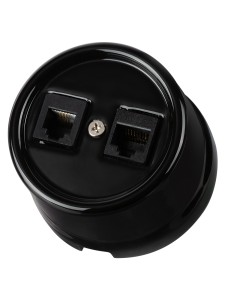 Розетка телефонная RJ11 + компьютерная RJ45 черная «Болонь» TDM