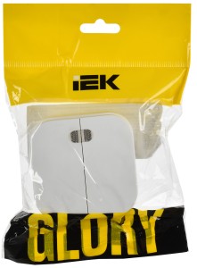 GLORY Выключатель 2-клавишный для открытой установки с индикацией 10А ВС20-2-1-ХБм белый матовый IEK