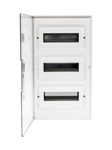 Щиток 36 мод настенный FRAME, белый с прозрачной дверцей, с 4 шинами PEN (2шт на 8 отв. и 2шт на 10 отв.) DKC