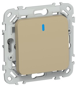 FLITE Выключатель 1-клавишный проходной с индикацией 10А ВС61-1-1-ФлХ хаки IEK