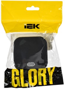 GLORY Выключатель 1-клавишный для открытой установки с индикацией 10А ВС20-1-1-ХЧм черный матовый IEK