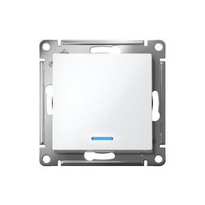 ATLASDESIGN 1-клавишный ВЫКЛЮЧАТЕЛЬ с подсветкой, сх.1а, 10АХ, мех., быстрозажим. клем., БЕЛЫЙ