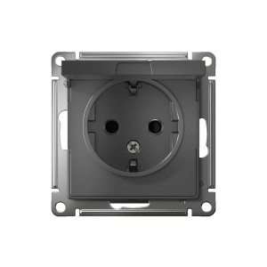 ATLASDESIGN РОЗЕТКА с заземлением со шторками с крышкой, 16А, IP20, механизм, СТАЛЬ