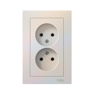 ATLASDESIGN РОЗЕТКА двойная без заземления, 16А, в сборе, ЖЕМЧУГ