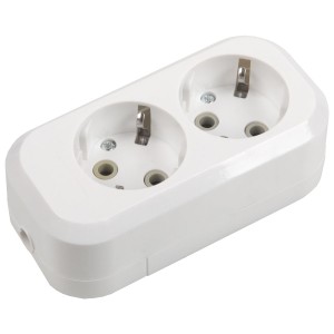 Розеточная колодка GSB-16-2-G-IP20 Classic, 16А, 2 места, c/з, б/в, IP20