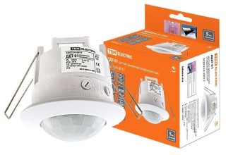 ДДТ-01 1200Вт,10-420с,6м,3+Лк,120(сбоку)+360(сверху)гр IP20 TDM датчик движения точечный