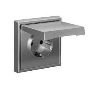 ARTGALLERY РОЗЕТКА с заземл. со шторк. с крышкой, 16А, IP20, механизм, СТАЛЬ