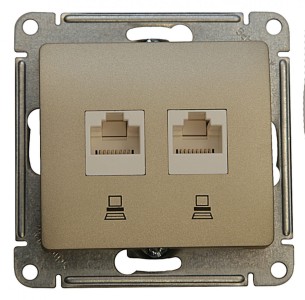 GSL000485KK Розетка комп.двойная RJ45+RJ45, Титан