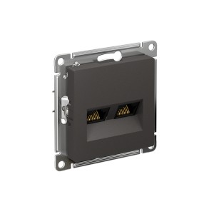 ATLASDESIGN РОЗЕТКА двойная компьютерная RJ45+RJ45 кат. 5e, механизм, БАЗАЛЬТ
