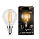 Лампа Gauss Filament Шар 7W 550lm 2700К Е14 LED 1/10/50