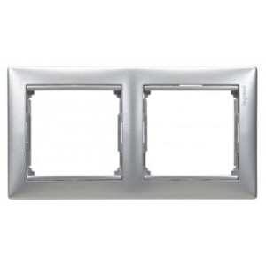 VALENA DIY Рамка 2-местная белый серебряный штрих