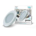 Светильник Gauss Glass круг 18W 1480lm 4000K 185-265V IP20 монт Ø170 200*36 с дек стеклом LED 1/20