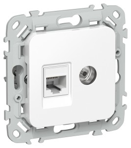 FLITE Розетка 2-местная RJ45/TV категория 5Е UTP РКТВ5е-2-0-ФлБ белый IEK
