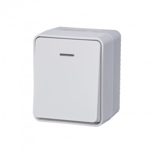 ATLASDESIGN PROFI IP54 О/У 1-клавишный ВЫКЛЮЧАТЕЛЬ с подсветкой, сх.1а, 10АХ, БЕЛЫЙ