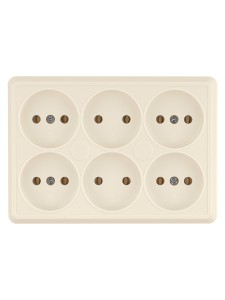 Розетка шестиместная 2П открытой установки IP20 10А сл. кость "Ладога" TDM
