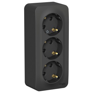 BLANCA О/У РОЗЕТКА 3-я с заземлением без шторок, ИЗОЛ.ПЛ., 16А, 250В, АНТРАЦИТ