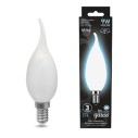 Лампа Gauss Filament Свеча на ветру 9W 610lm 4100К Е14 milky LED 1/10/50