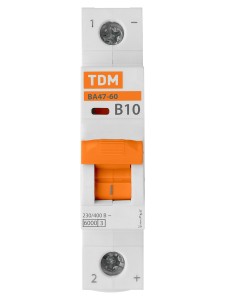 Автоматический выключатель ВА47-60 1Р 10А 6кА х-ка В TDM