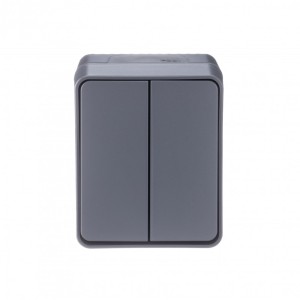 ATLASDESIGN PROFI IP54 О/У 2-клавишный ВЫКЛЮЧАТЕЛЬ, сх.5, 10АХ, АНТРАЦИТ