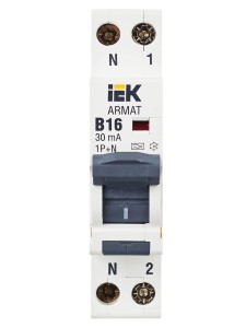 ARMAT Автоматический выключатель дифференциального тока B06S 1P+NP B16 30мА тип A (18мм) IEK
