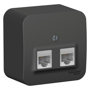 BLANCA О/У РОЗЕТКА двойная компьютерная RJ45, кат.5E, ИЗОЛ.ПЛ.,АНТРАЦИТ