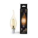 Лампа светодиодная филаментная Filament 5Вт Свеча на ветру  2700К тепл.бел 400лм Golden Gauss 104801005