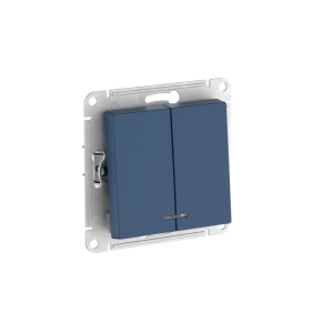 ATLASDESIGN 2-клавишный ВЫКЛЮЧАТЕЛЬ с подсветкой, сх.5а, 10АХ, мех., быстрозажим. клем., АКВАМАРИН