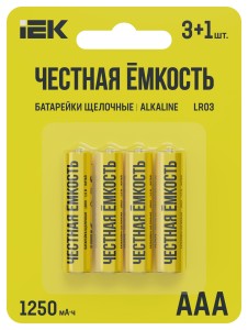 Батарейка щелочная Alkaline LR03/AAA (4шт/блистер) ПРОМО IEK.
