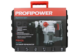 Сетевой перфоратор SDS-Plus E0260 PROFIPOWER PBH26 (вертикальный, 1300Вт, 4,7Дж, 3режима, Ø26мм, 0-1300об/м)