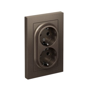 ATLASDESIGN РОЗЕТКА двойная с заземлением без шторок, 16А, в сборе, МОККО