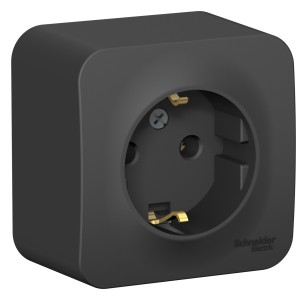 BLANCA О/У РОЗЕТКА с заземлением без шторок ИЗОЛ.ПЛ., 16А, 250В, АНТРАЦИТ