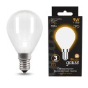 Лампа Gauss Filament Шар 9W 590lm 3000К Е14 milky LED 1/10/50