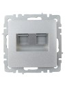 BRITE Розетка компьютерная двойная RJ45 кат.5E РК10-2-БрА алюминий IEK