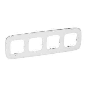 Valena Allure - Рамка 4 поста верт/гориз, белое стекло