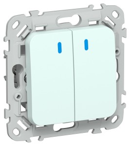 FLITE Выключатель 2-клавишный кнопочный с индикацией 10А ВС12-2-1-ФлХЛ холодный лед IEK