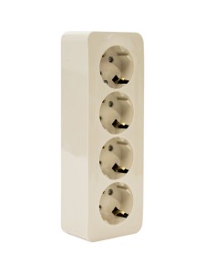 BLANCA О/У РОЗЕТКА 4-я с заземлением со шторками, ИЗОЛ.ПЛ., 16А, 250В, БЕЖЕВЫЙ