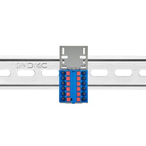 Блок распределительный с верт. адаптером на рейки шириной 15/35мм, зажим push-in, 12 точек подключения 2,5 кв.мм, синий DKC