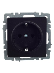 BRITE Розетка 1-местная с заземлением с защитными шторками 16А РС14-1-0-БрЧ черный IEK