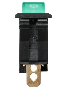 Выключатель клавишный KCD3-101N/B 250В AC/DC, 1P, 15А, (3с), ON-OFF, черный корпус, зеленая клавиша с LED подсветкой TDM
