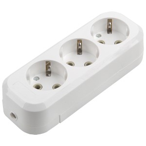 Розеточная колодка GSB-16-3-G-IP20 Easy, 16А, 3 места, с заземлением, без выключателя, IP20.