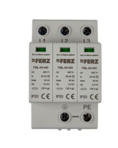 FML-40-440/3SРазрядник3PImax=40кА(8/20),In=20kA(8/20),Uc=440V,класс2(C),3M,сигнальныйконтакт.