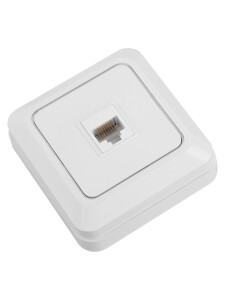 Розетка компьютерная (RJ-45) открытой установки IP20, белая "Ладога" TDM