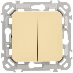 FLITE Выключатель 2-клавишный 10А ВС12-1-0-ФлН навахо IEK