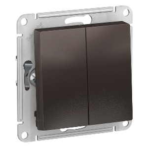 2-клавишный переключатель, сх. 6/2, 10АХ, механизм Schneider Electric AtlasDesign ATN000665 Мокко