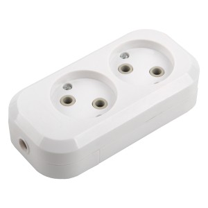 Розеточная колодка GSB-10-2-IP20 Easy, 10А, 2 места, без заземления, без выключателя, IP20.