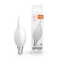 Лампа Gauss Basic Filament Свеча на ветру 4,5W 380lm 2700К Е14 milky  LED 1/10/50