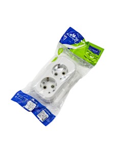Розеточная колодка GSB-16-2-G-IP20 Easy, 16А, 2 места, с заземлением, без выключателя, IP20.