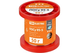 Припой ПОСу 95-5, проволока, ГОСТ 21931-76, Ø1 мм, 50 г, катушка, инд. упак., "Алмаз" TDM