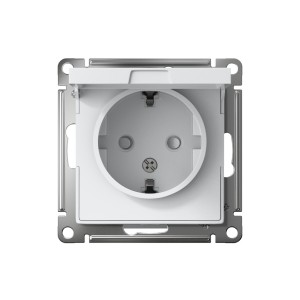 ATLASDESIGN РОЗЕТКА с заземлением со шторками с крышкой, 16А, IP20, механизм, БЕЛЫЙ