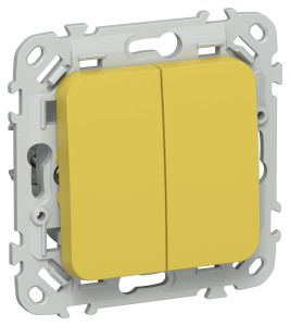 FLITE Выключатель 2-клавишный 10А ВС12-1-0-ФлЖК желтый карри IEK